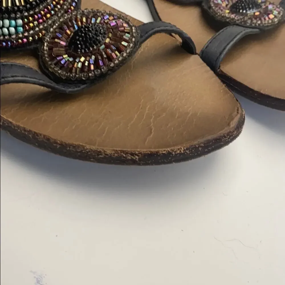 Steve Madden Leather Gem Beaedd Sandals Size 6.5